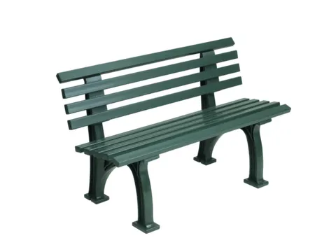 Kunststofbank 740x1200x380mm Zit H 440mm 9 Latten 2 Pootstellen Groen