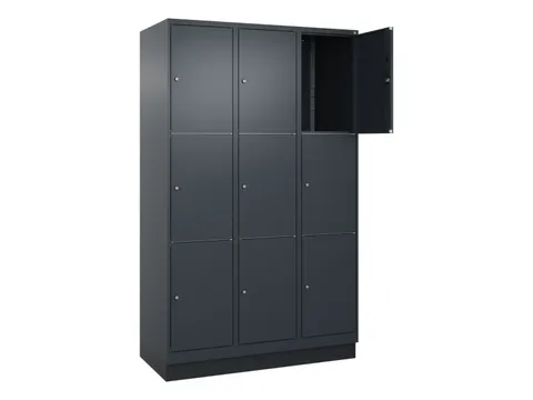 lockerkast,HxBxD 1950x1200x500mm,3x3vakken,vak B 400mm,cil.-slot