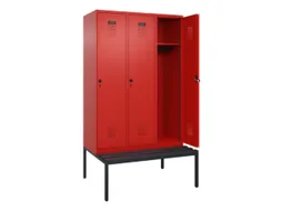 locker met bank,HxBxD 2120x1200x815mm,3vak,vak B 400mm,draaigrendel