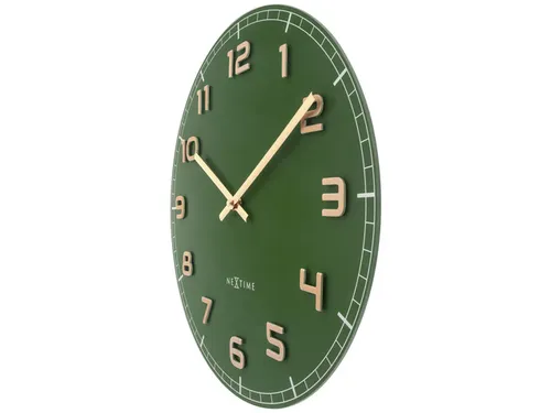 Wandklok Nextime dia 40cm Groen glas/Aluminium Classy Medium
