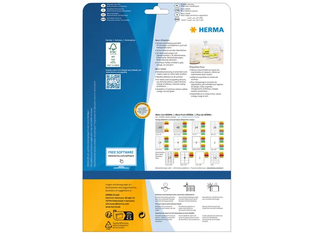 HERMA 5148 Gekleurde etiketten A4 210x297mm Neon Geel 20 stuks