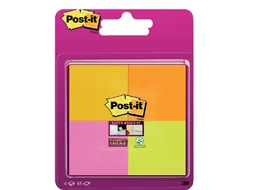 Memoblok Post-it 6910 Super Sticky 51x51mm assorti 4 stuks