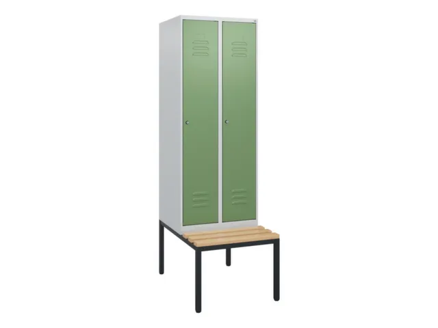locker met bank,HxBxD 1950x600x815mm,2vak,vak B 300mm,cil.-slot