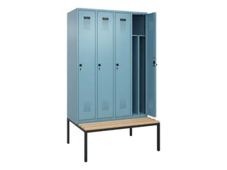 locker met bank,voor scheiding van kleding,HxBxD 2120x1200x815mm,4vak - 1