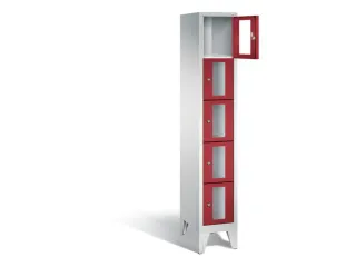 Lockerkast 1850x320x500mm 1x5 vakken Cilinderslot Poten, RAL3003 - 1