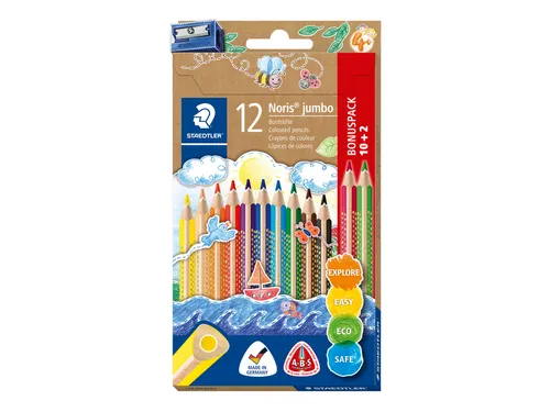 Kleurpotloden Staedtler Noris jumbo set à 10+2 kleuren gratis