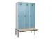locker met bank,voor scheiding van kleding,HxBxD 2120x1200x815mm,3vak