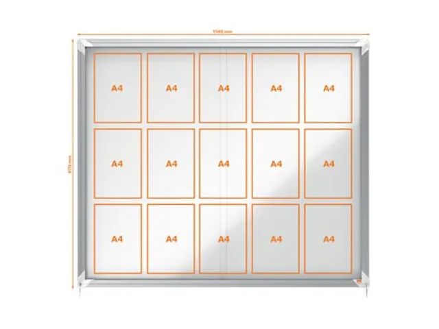 Premium Plus binnenvitrine schuifdeuren hoekslot magnetisch 15x A4