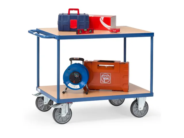 Zware Tafelwagens 2402 600kg 2 Etages 1000x700mm Houten Plaat