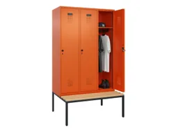 locker met bank,HxBxD 2120x1200x815mm,3vak,vak B 400mm,draaigrendel