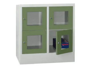 lockerkast,HxBxD 855x800x500mm,2x2vakken,RAL7035,front RAL6011 - 2