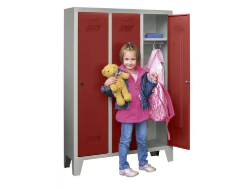 lockerkast v. kinderen,HxBxD 1300x780x300mm,3vak,RAL7035,front RAL3000