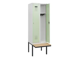 locker met bank,HxBxD 1950x600x815mm,2vak,vak B 300mm,cilinderslot - 1