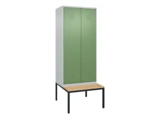 PBM-locker met bank,HxBxD 2120x800x815mm,2vak,vak B 400mm,cil.-slot - 1