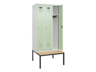 locker met bank,HxBxD 2120x900x815mm,3vak,vak B 300mm,cilinderslot - 1