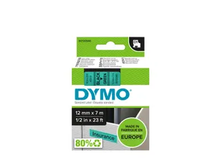Labeltape Dymo 45019 D1 S720590 12mmx7m zwart op groen - 1