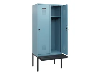locker met bank,HxBxD 1950x800x815mm,2vak,vak B 400mm,draaigrendel - 1