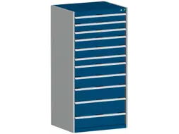 ladekast HxBxD 1600x800x750mm 11laden RAL7035 front RAL5010