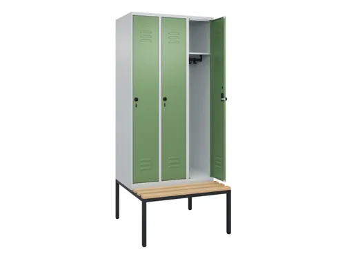 Dekenkist Classic+ 3 vakken 30cm 212x90x81.5cm Lichtgrijs/Groen