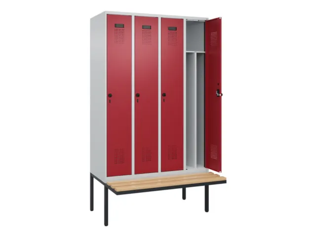 locker met bank,voor scheiding van kleding,HxBxD 2120x1200x815mm,4vak