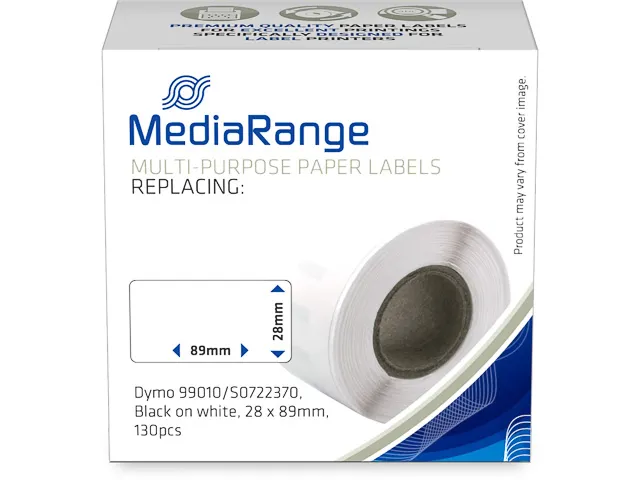 Labels alternatief DYMO 99010 zwart op wit 28x89mm 130 stuks