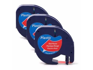 Labeltape Dymo Compatible Letratag 91203 12mm Zwart Op Rood - 1