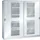 venster-schuifdeurkast HxBxD 1950x2000x580mm 8xStalen bodem RAL7035