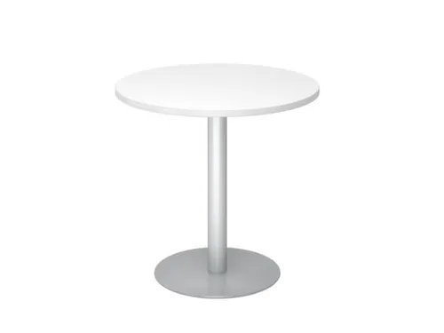 vergadertafel,HxØ 745x800mm,rond,schotelvoet zilverkleurig,ronde buis