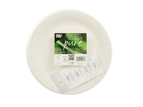 Papstar Pure Bord rond 23cm FSC karton Wit 100 stuks