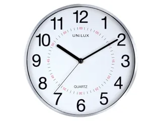 Wandklok Unilux Aria Ø30,5cm zilvergrijs/wit cijferaanduiding - 1