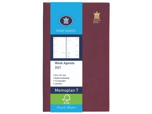 Agenda 2027 Ryam Memoplan 7 Suprema 7dagen/2pagina's bordeaux