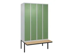 locker met bank,HxBxD 2120x1200x815mm,4vak,vak B 300mm,cil.-slot