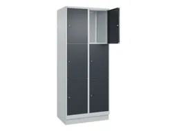 lockerkast,HxBxD 1950x800x500mm,2x3vakken,vak B 400mm,cil.-slot,sokkel