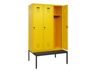 locker met bank,HxBxD 2120x1200x815mm,3vak,vak B 400mm,draaigrendel - 1