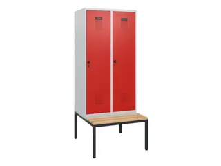 locker met bank,HxBxD 1950x800x815mm,2vak,vak B 400mm,draaigrendel - 2