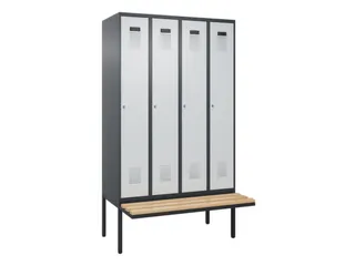 locker met bank,HxBxD 2120x1200x815mm,4vak,vak B 300mm,cilinderslot - 2