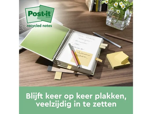 Memoblok Post-it 654 RSS12CY 76x76mm geel 14+4 gratis