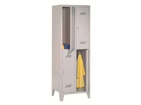 dubbeldekse locker,HxBxD 1850x600x500mm,2x2vak.,RAL7035,front RAL3000