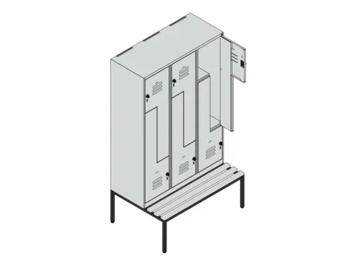 Z-garderobekast,HxBxD 2120x1200x815mm,6vak,vak B 400mm,cil.-slot