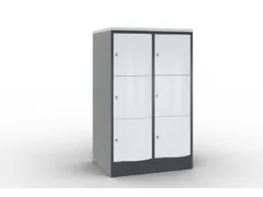 lockerkast cil.slot 1255x770x640mm 2x3 vakken RAL7021 front RAL7035