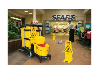 Waarschuwingsbord Meertalig Dubbelzijdig Geel 66cm Caution Wet Floor - 6