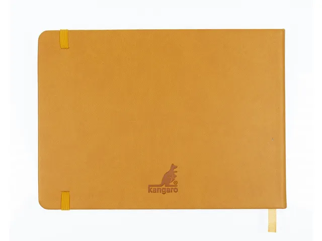 Schetsboek Kangaro A5 landscape okergeel PU HC 80 blad 140gr roomwit m
