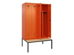 PBM-locker met bank,HxBxD 2120x1200x815mm,4vak,vak B 300mm