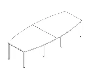 vergadertafel,HxBxD 740x2800x1200mm,vatvormig,MS-donkergrijs - 5
