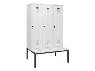 locker met bank,HxBxD 1950x1200x815mm,3vak,vak B 400mm,draaigrendel - 2