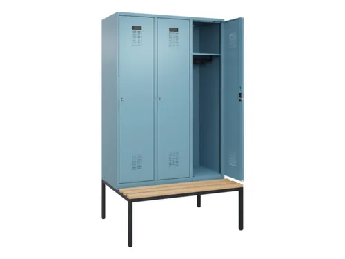 locker met bank,HxBxD 2120x1200x815mm,3vak,vak B 400mm,cilinderslot