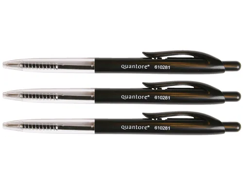 Balpen Quantore drukknop zwart medium