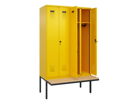 locker met bank,voor scheiding van kleding,HxBxD 2120x1200x815mm,4vak