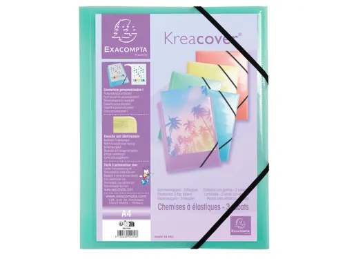 Elastomap Kreacover A4 3 Kleppen Assorti Pastel