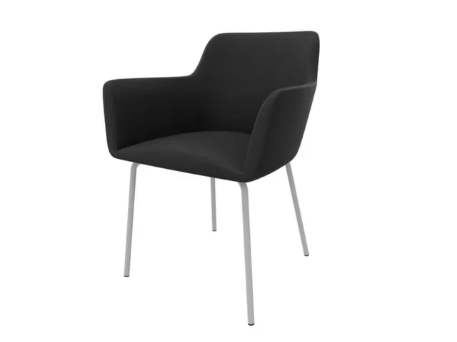 Bezoekersstoel 4Voeten Ronde Buis Verchroomd Zwart